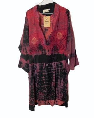 Vintage sarisilk shirtdress Rose Dip Dye M/L