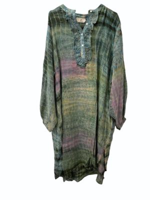 Vintage sarisilk Dubai dress Green dipdye 2XL