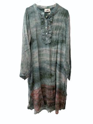 Vintage sarisilk Dubai dress palliet grey dipdye M/L
