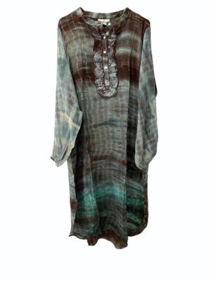 Vintage sarisilk Dubai dress Aubergine/mint dipdye M/L