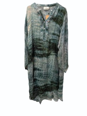 Vintage sarisilk Dubai dress Grey dipdye M/L