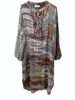 Vintage sarisilk Dubai dress Aubergine/grey dipdye S/M