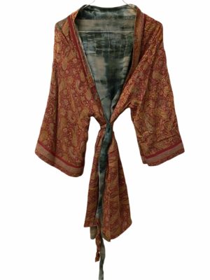 Vintage sarisilk reverseable kimono Rust/havgus Onesize