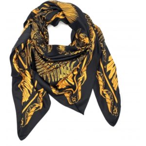 Big Silk scarf Black Yellow