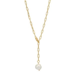 Chain Necklace with pearl, Gold Plated