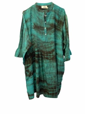 Vintage sarisilk City dress Green dip dye Xl