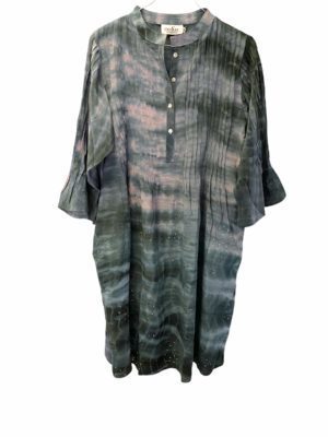 Vintage sarisilk City dress Lilac rhinestones dip dye S/M