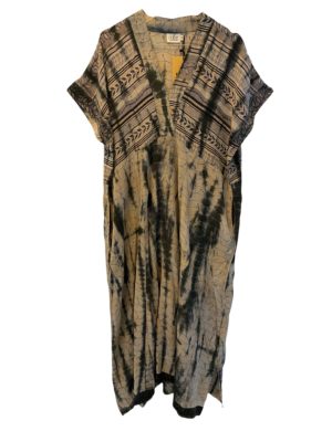 Vintage sarisilk Casual Long dress Sand dip dye XL