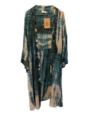 Vintage sarisilk short Dubai kimono Nude/black Dip dye Onesize