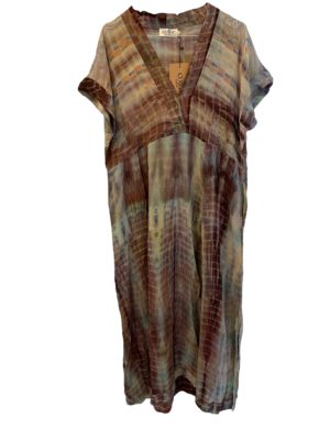 Vintage sarisilk Casual Long dress Aubergine/mint dip dye M/L