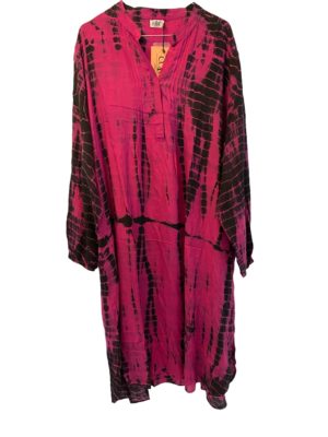 Vintage sarisilk City shirtdress pink dip dye 2XL
