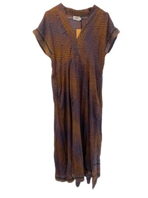 Vintage sarisilk Casual Long dress Cobber/ Purple S/M