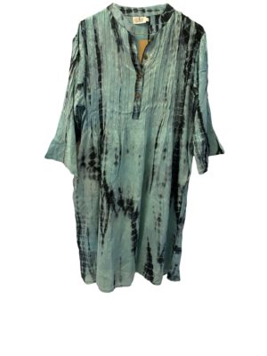 Vintage sarisilk City dress mint satin dip dye S/M