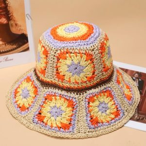 Summer hat- Crochet orange/ lavender