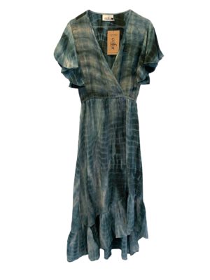 Vintage sarisilk Lombok dress Aqua dipdye M/L