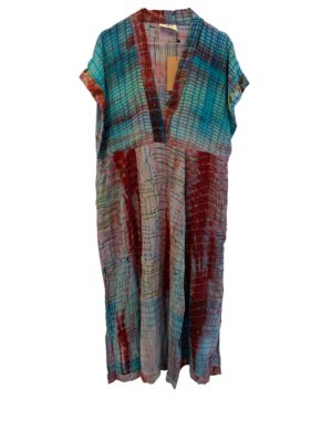 Vintage sarisilk Casual Long dress Multi dip dye M/L