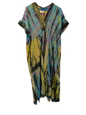 Vintage sarisilk Casual Long dress Multi dip dye XL