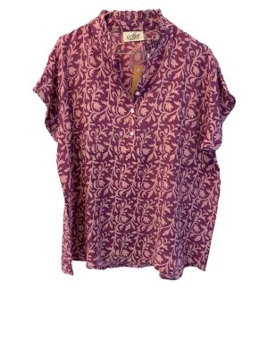 Skagen shirt sarisilk XL Purple floral