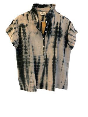 Skagen shirt sarisilk M/L Black/cream dip dye