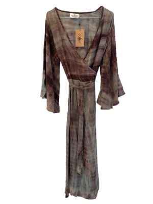 Vintage sarisilk Wrap dress S/M Aubergine/ Grey