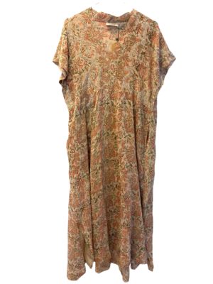Vintage sarisilk Casual Long dress Golden sequins M/L
