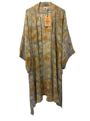 Vintage sarisilk short Dubai kimono Pastel golden