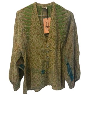 Khalifa shirt sarisilk embrodery S/M 2, Green