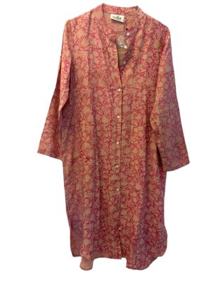 Vintage sarisilk Dubai shirtdress rosa S/M 2