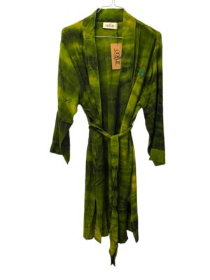 Vintage sarisilk short kimono Wasabi green dipdye onesize