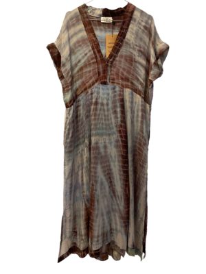 Vintage sarisilk Casual Long dress Aubergine dip dye M/L (Kopier)