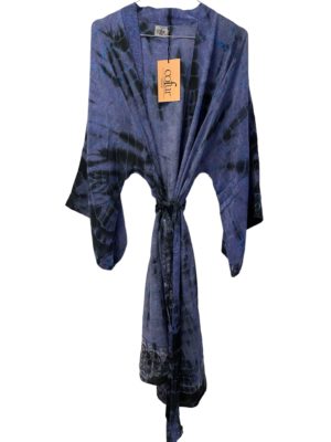 Vintage sarisilk short Dubai kimono Indigo dipdye