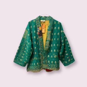 Vintage Kantha jacket Green/yellow, Onesize