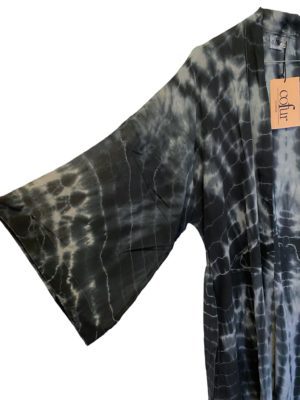 Vintage sarisilk short Dubai kimono Dark Grey dipdye