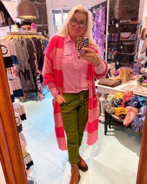 Boho Long knit cardigan Pink/pink