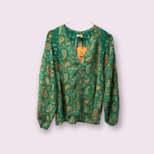 Khalifa shirt sarisilk embrodery M/L 7, green