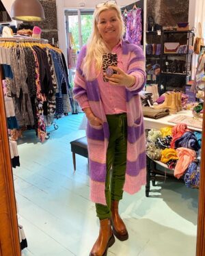 Boho Long knit cardigan Purple/pink
