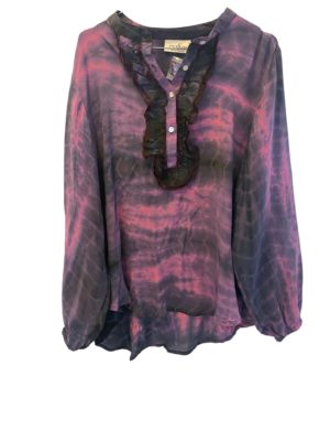 Vintage sarisilk Lyon shirt purple dipdye M/L