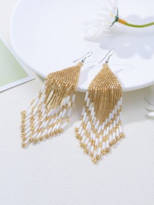 Fringe earrings Gold/white