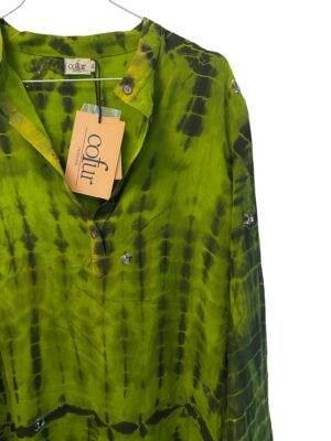Vintage sarisilk Asti shirtdress Green dip dye M/L 11
