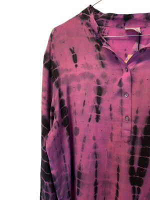 Vintage sarisilk Asti shirtdress Pink dip dye XL 15