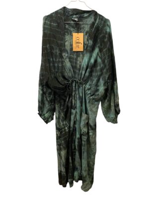Cofur sarisilk Bardot kimono black/ mint dipdye M/ L