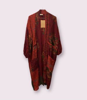 Cofur sarisilk Bardot kimono Red flower S/M