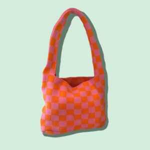 Tote bag checks pink/orange