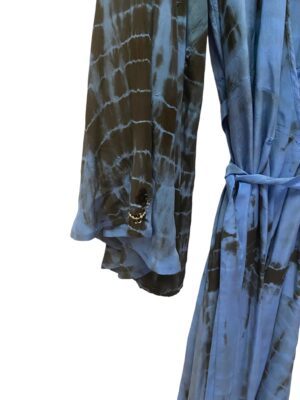 Vintage sarisilk Wrap dress M/L blue dip dye