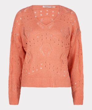 ESQUALO blouse V-neck knit,peach