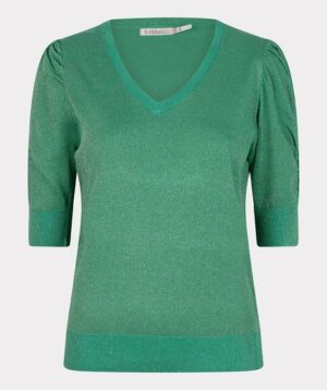 ESQUALO blouse V-neck lurex knit green