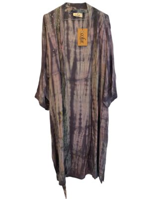 Cofur silk Long kimono Greyish dipdye