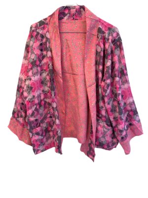 Cofur, sarisilk reverseable short jacket Pink/ art deco