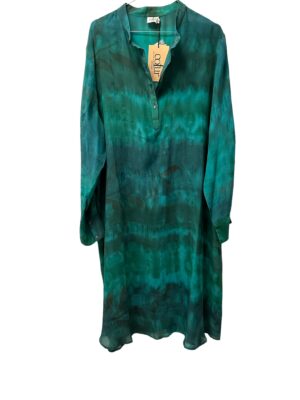 Vintage sarisilk Asti shirtdress 2 Green dip dye XL