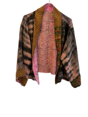 Cofur, sarisilk reverseable short jacket Pink/black dipdye